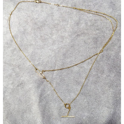 Minimalist Crystal Gold Tone Abstract Dainty Multilayer Necklace