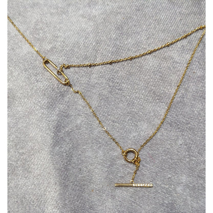 Minimalist Crystal Gold Tone Abstract Dainty Multilayer Necklace