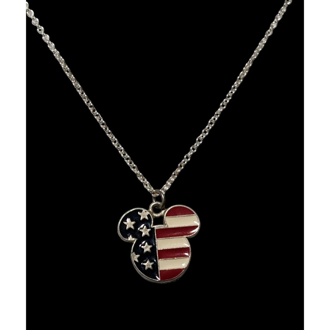 Vintage USA Flag Disney Mickey Pendant Necklace