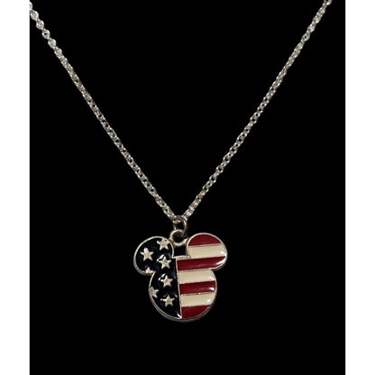 Vintage USA Flag Disney Mickey Pendant Necklace