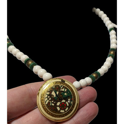 Retro Steampunk Beaded Pendant  Necklace