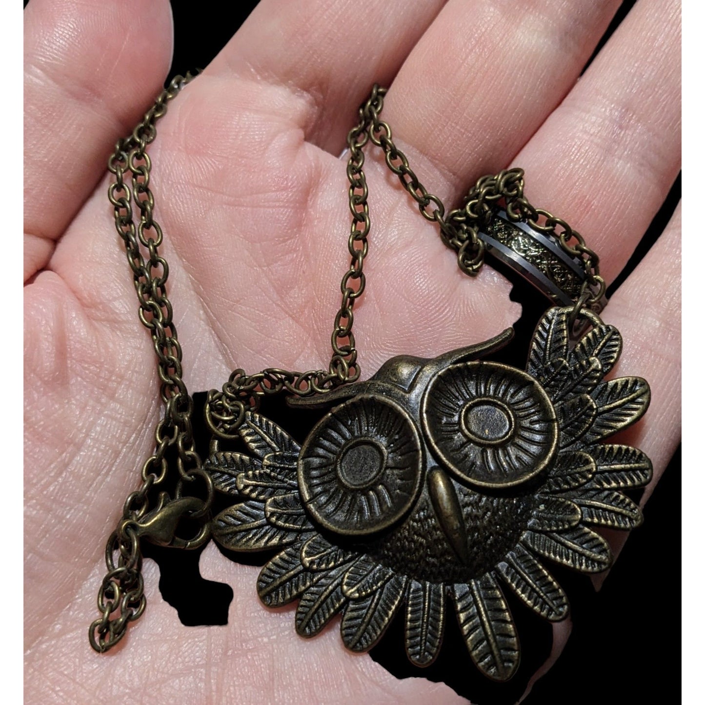 Gold Steampunk Owl Necklace