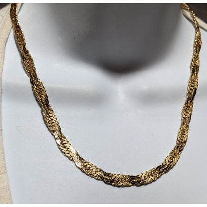 Vintage Bright Gold Flattened Rope Chain