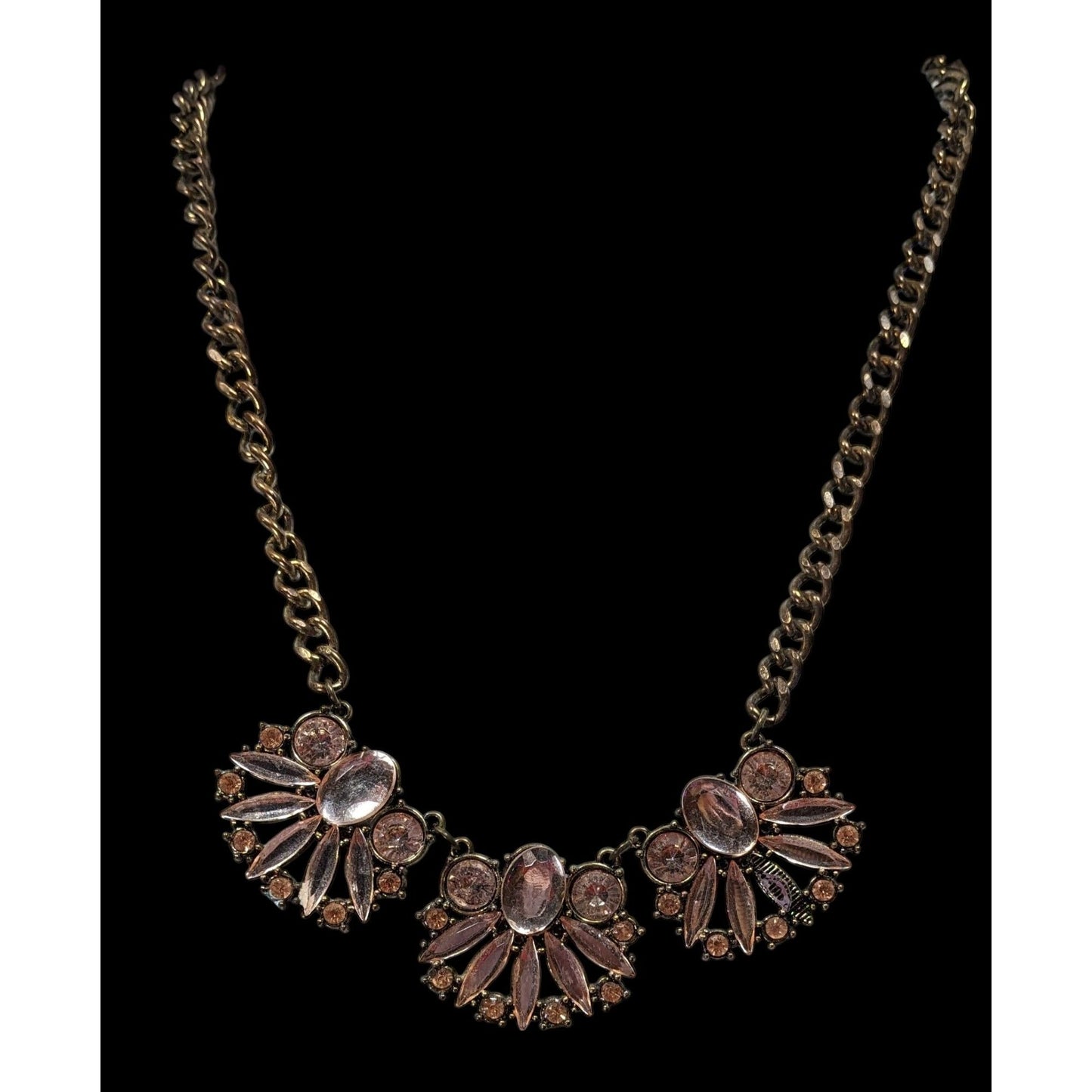 Funky Glam Y2K Style Floral Gemmed Statement Necklace (Missing Stone)