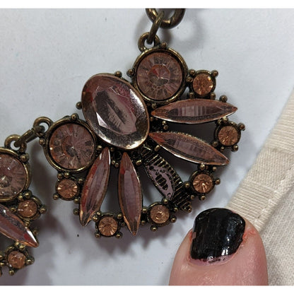 Funky Glam Y2K Style Floral Gemmed Statement Necklace (Missing Stone)