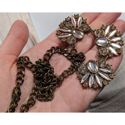 Funky Glam Y2K Style Floral Gemmed Statement Necklace (Missing Stone)
