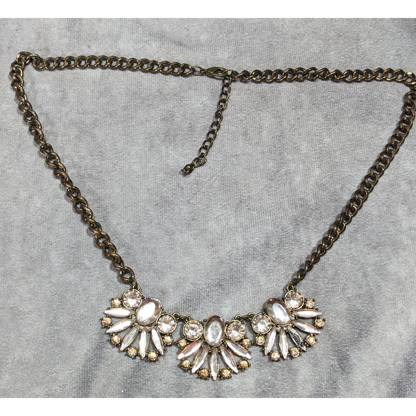 Funky Glam Y2K Style Floral Gemmed Statement Necklace (Missing Stone)