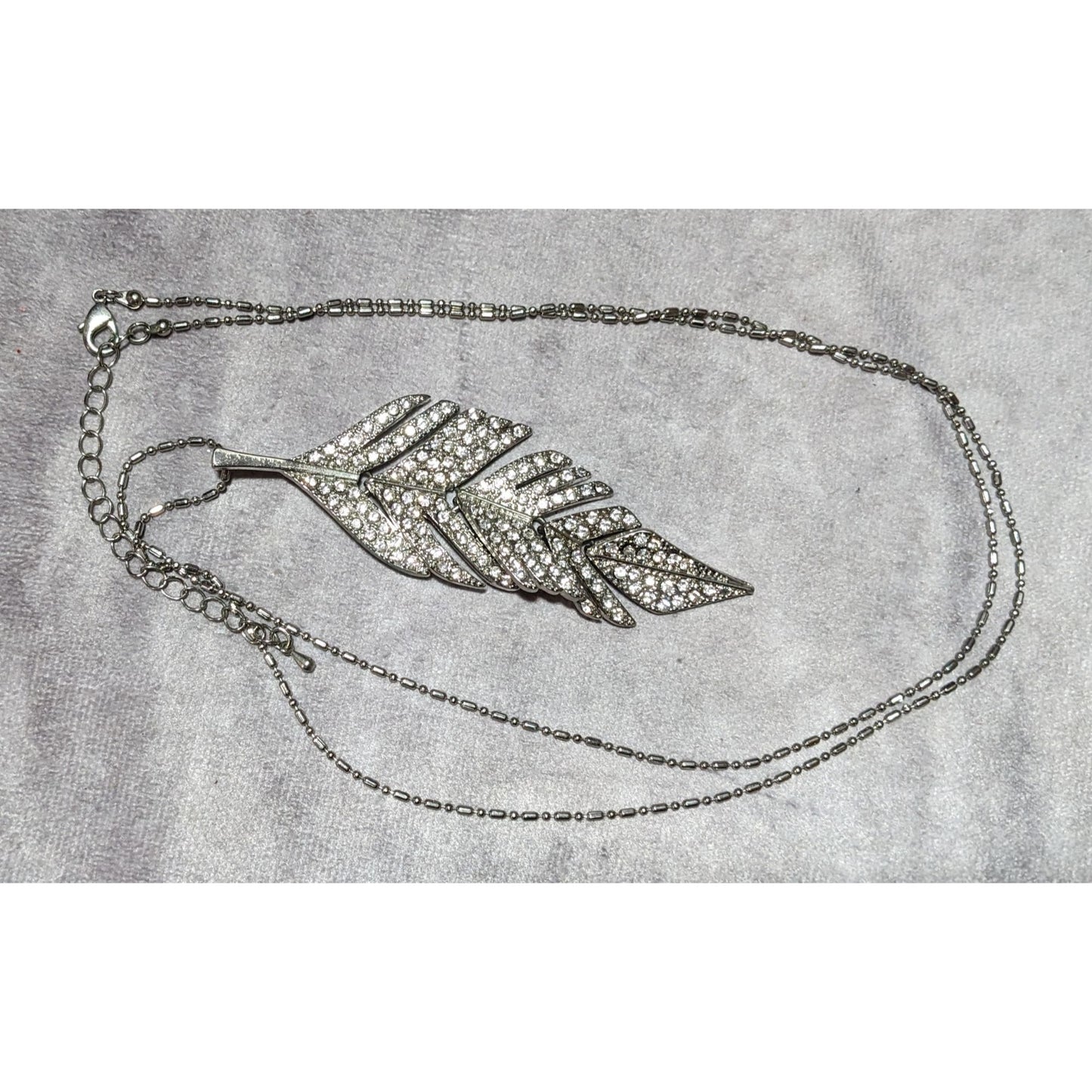 Bohemian Glam Articulated Rhinestone Feather Necklace