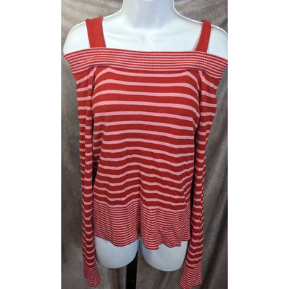 Vintage Takeout Pink And Red Striped Top