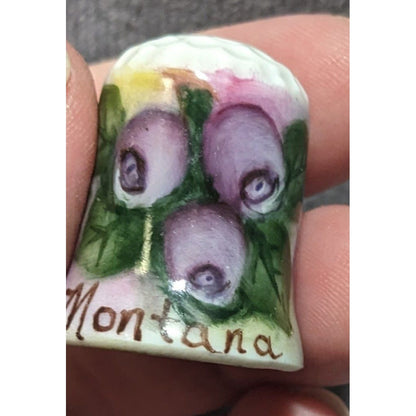 Vintage Hand Painted Souvenir Montana Thimble