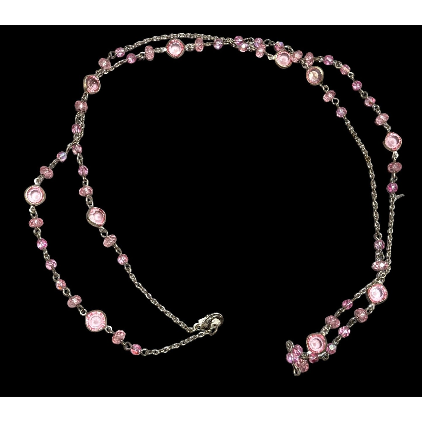 1928 Pink Gemmed Opera Length Necklace