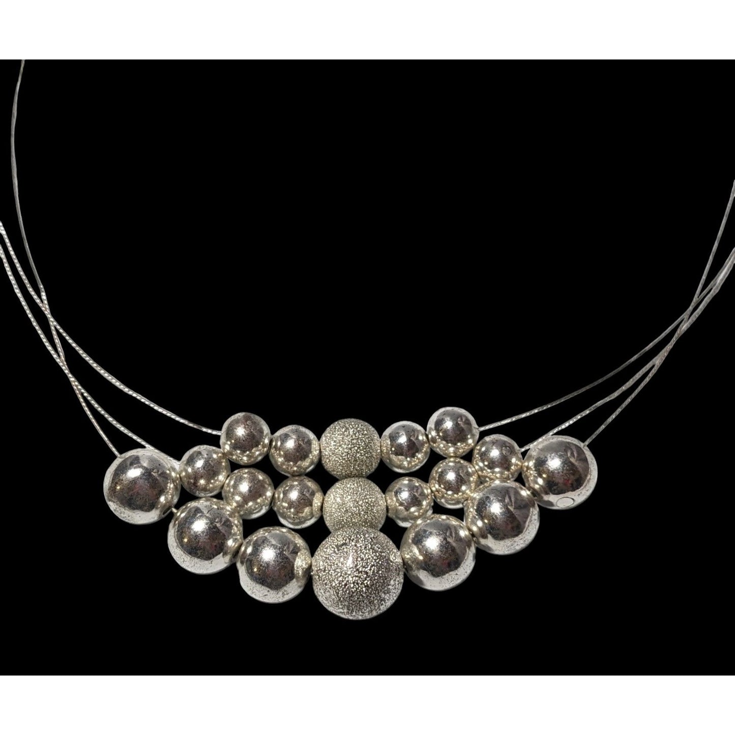 Elegant Multilayer Silver Beaded Necklace