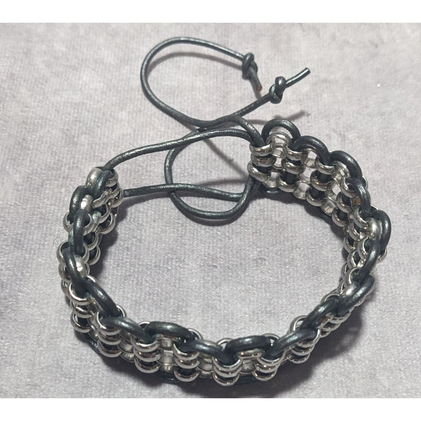 Leather Woven Rolo Chain Bracelet