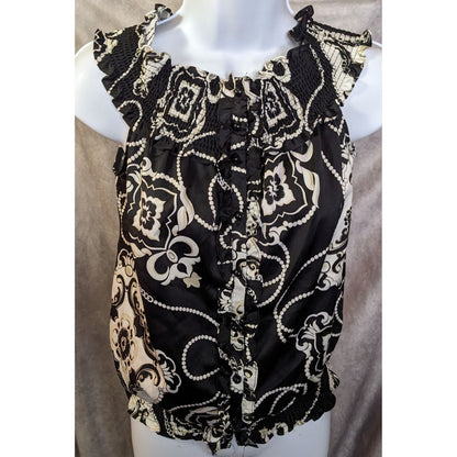 White House Black Market Black And White Floral Blouse