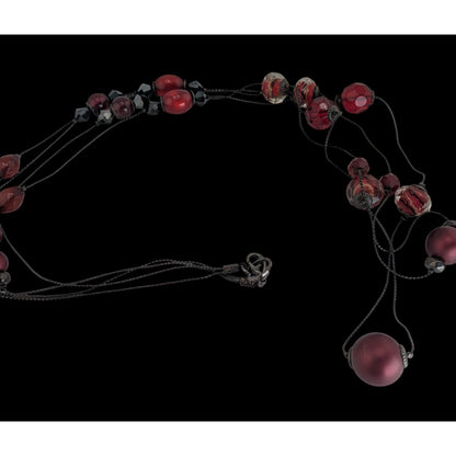 Gothic Vampire Glam Red Black Layered Station Bead Necklace