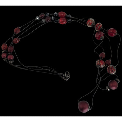Gothic Vampire Glam Red Black Layered Station Bead Necklace