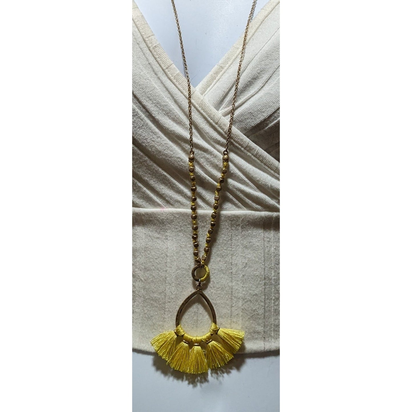 Yellow Tassel Pendant Necklace