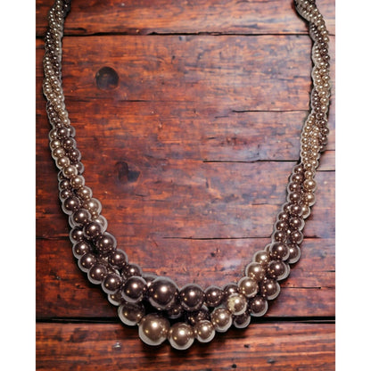 Roman Brown And Tan Twist Pearl Beaded Necklace