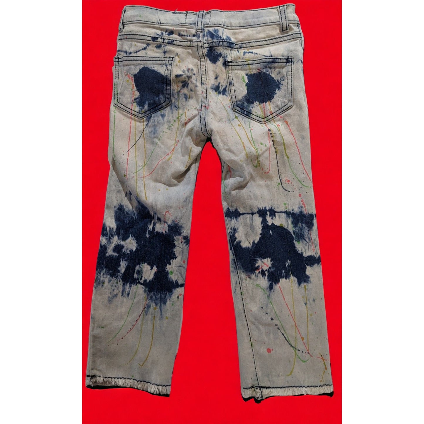 Thrill Distressed Paint Splatter Cropped Jeans