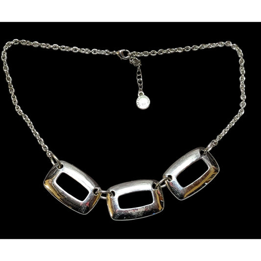 Modern Geometric Liz Claiborne Silver Necklace