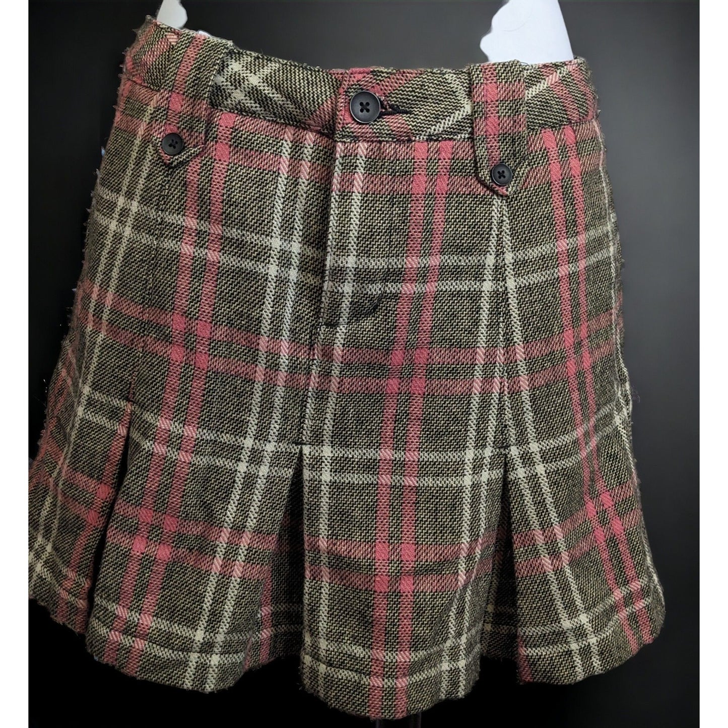 Cherokee Plaid Wool Pleated Skirt