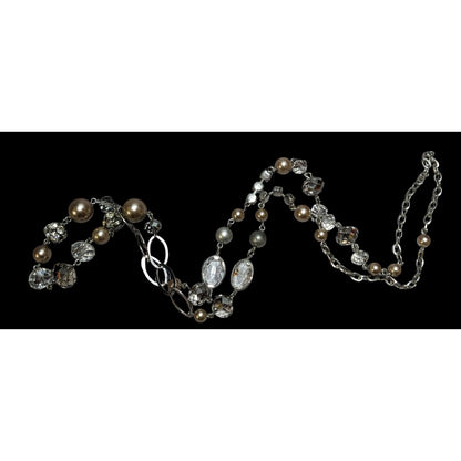 Glam Faceted Glass Pearl Beaded Necklace