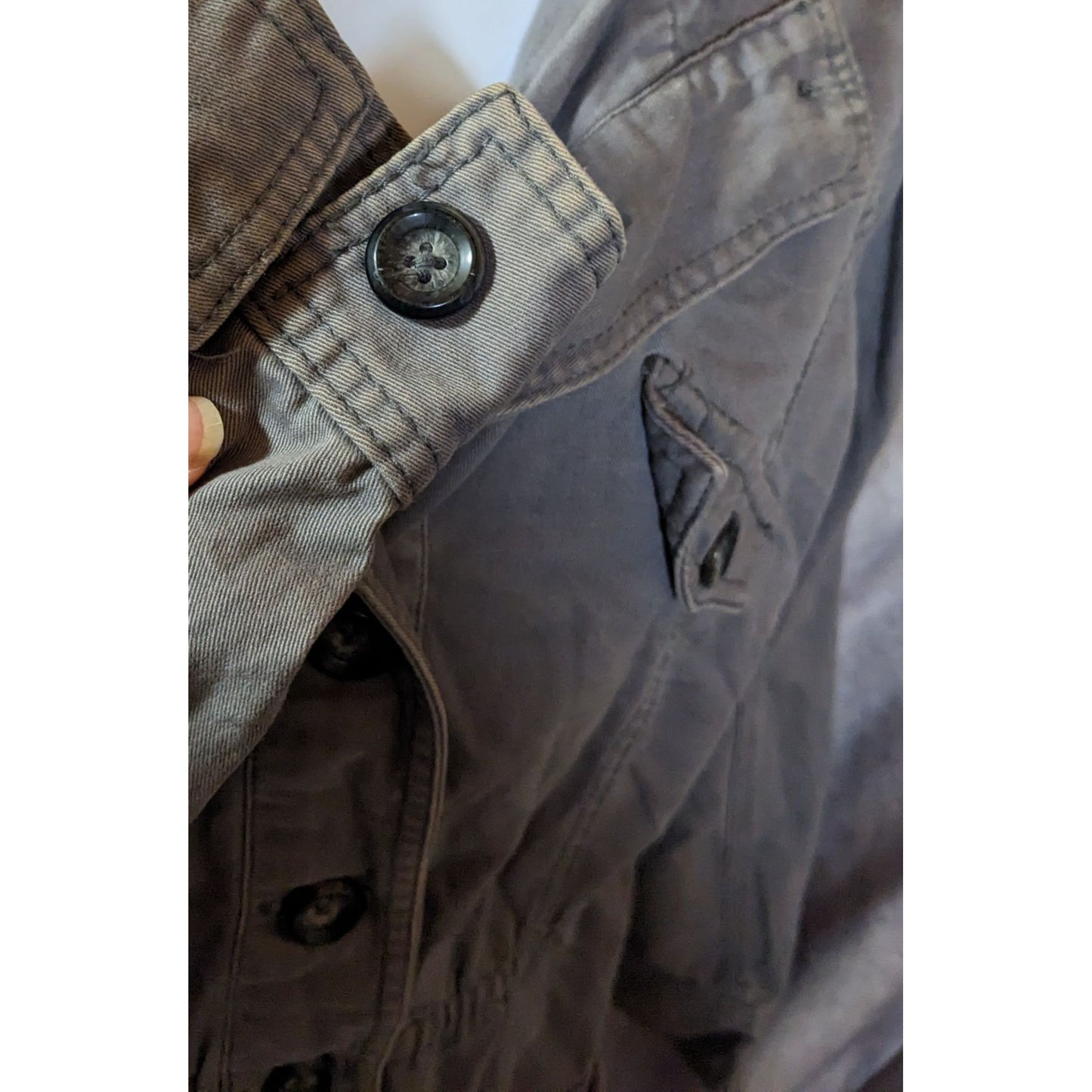 Justice Grey Denim Button Down Jacket