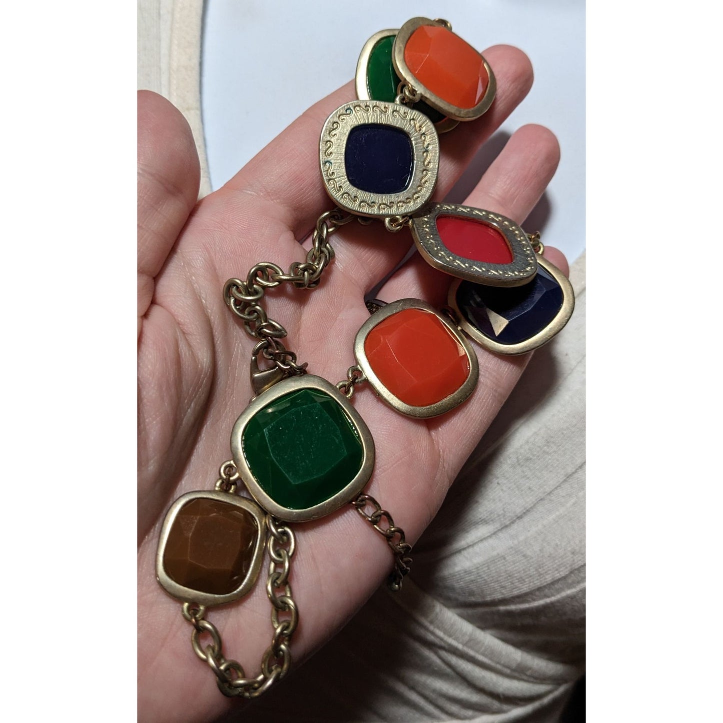 Retro Rainbow Chunky Gemmed Statement Necklace