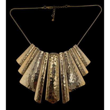 Glam Hammered Graduated Gold-Tone Statement Bib Necklace