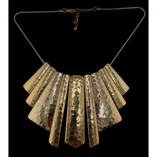 Glam Hammered Graduated Gold-Tone Statement Bib Necklace