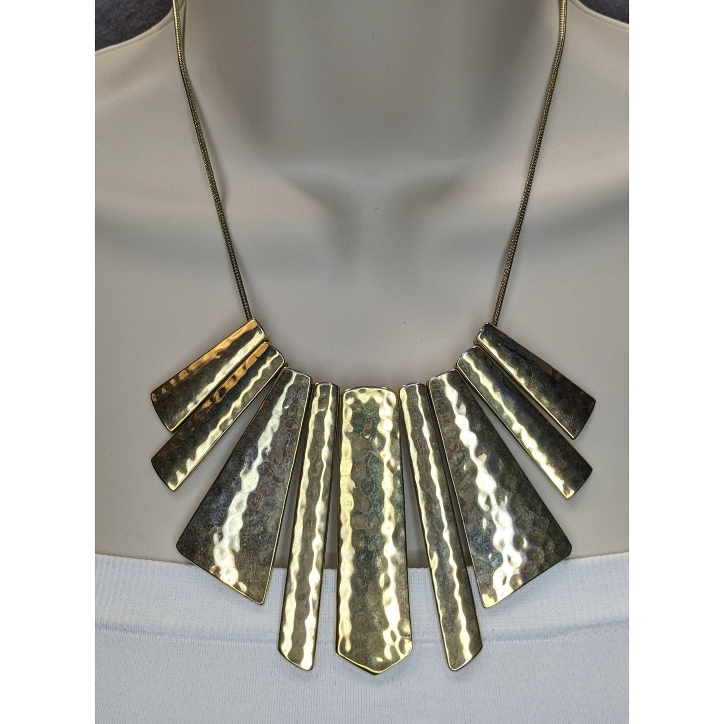 Glam Hammered Graduated Gold-Tone Statement Bib Necklace