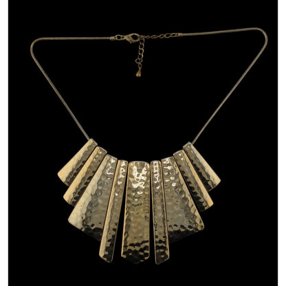 Glam Hammered Graduated Gold-Tone Statement Bib Necklace