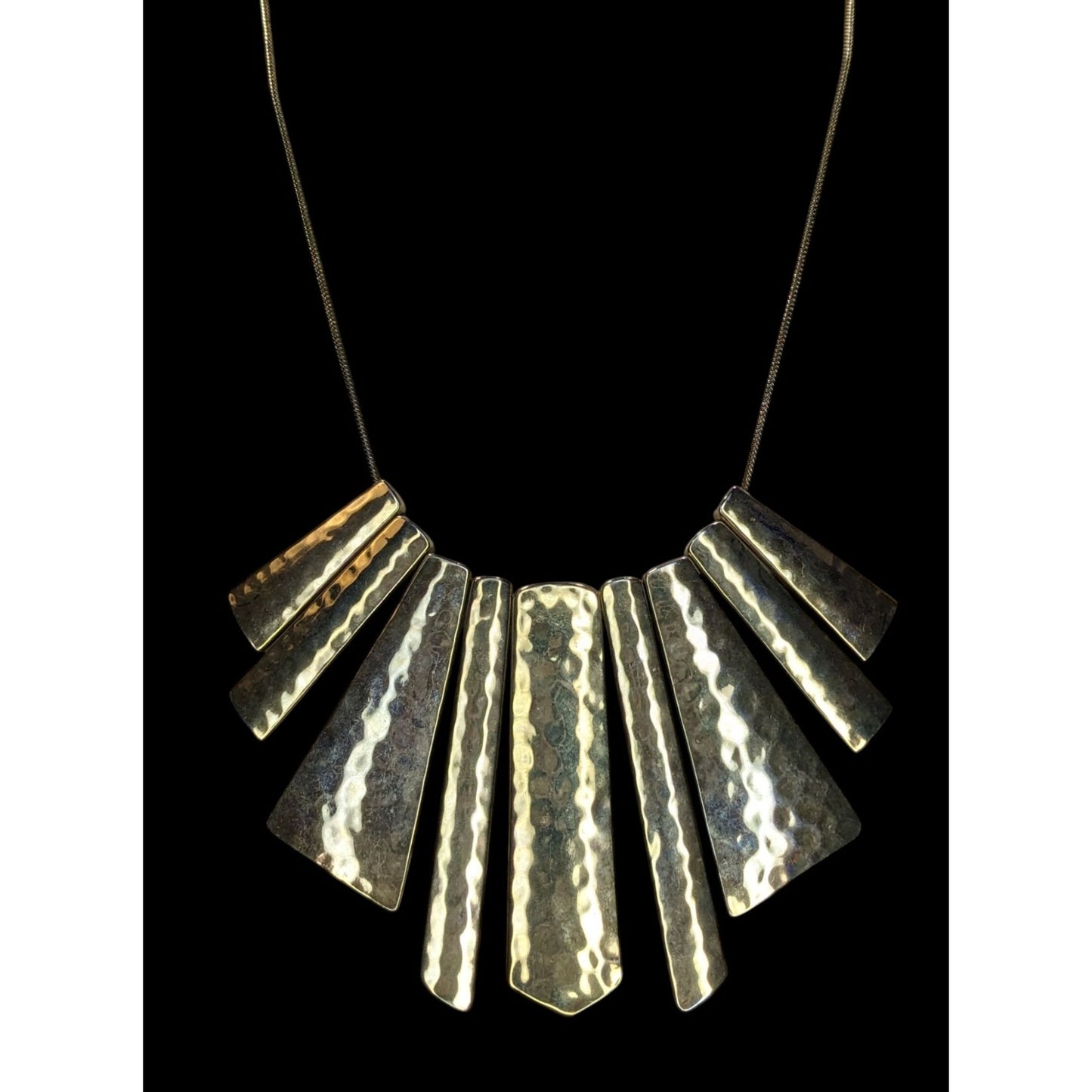 Glam Hammered Graduated Gold-Tone Statement Bib Necklace