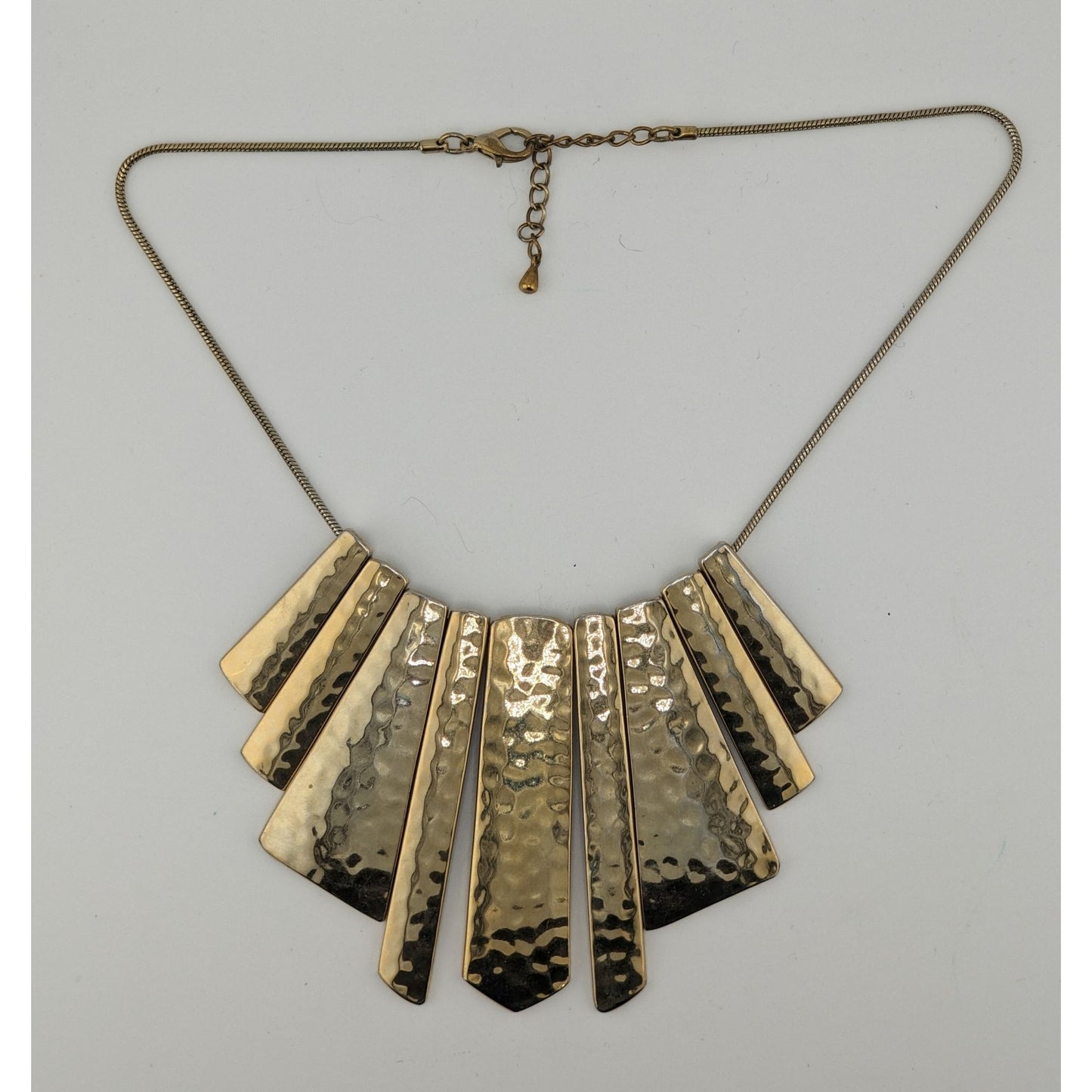 Glam Hammered Graduated Gold-Tone Statement Bib Necklace