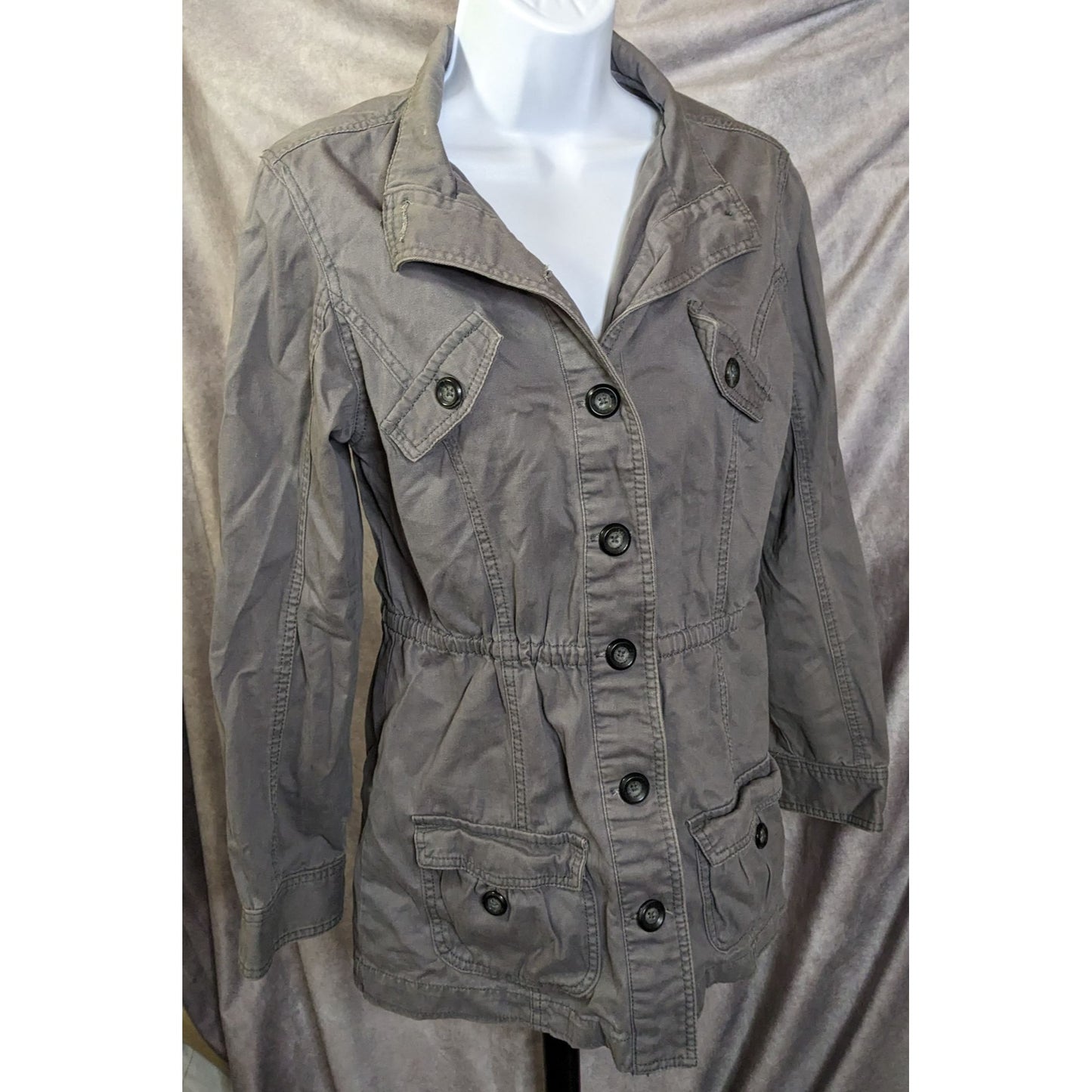 Justice Grey Denim Button Down Jacket