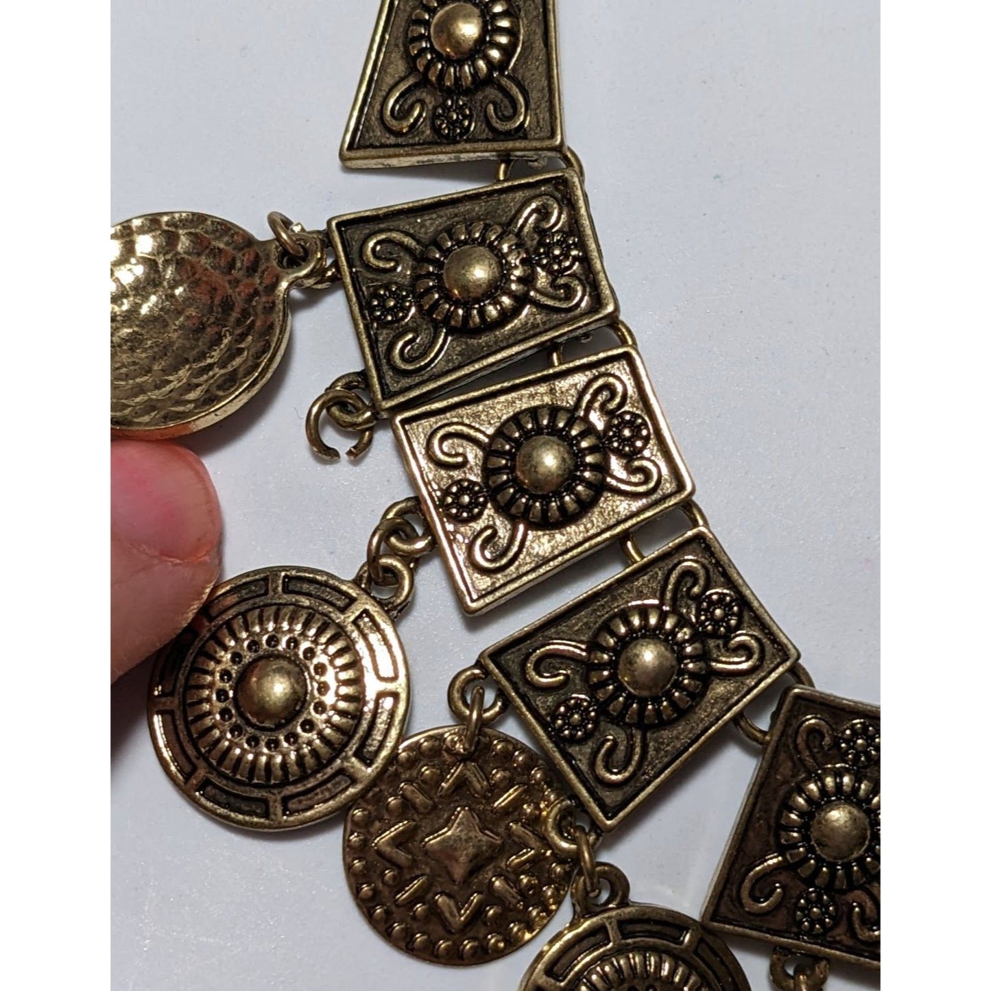 Gold Bohemian Medallion Bib Necklace