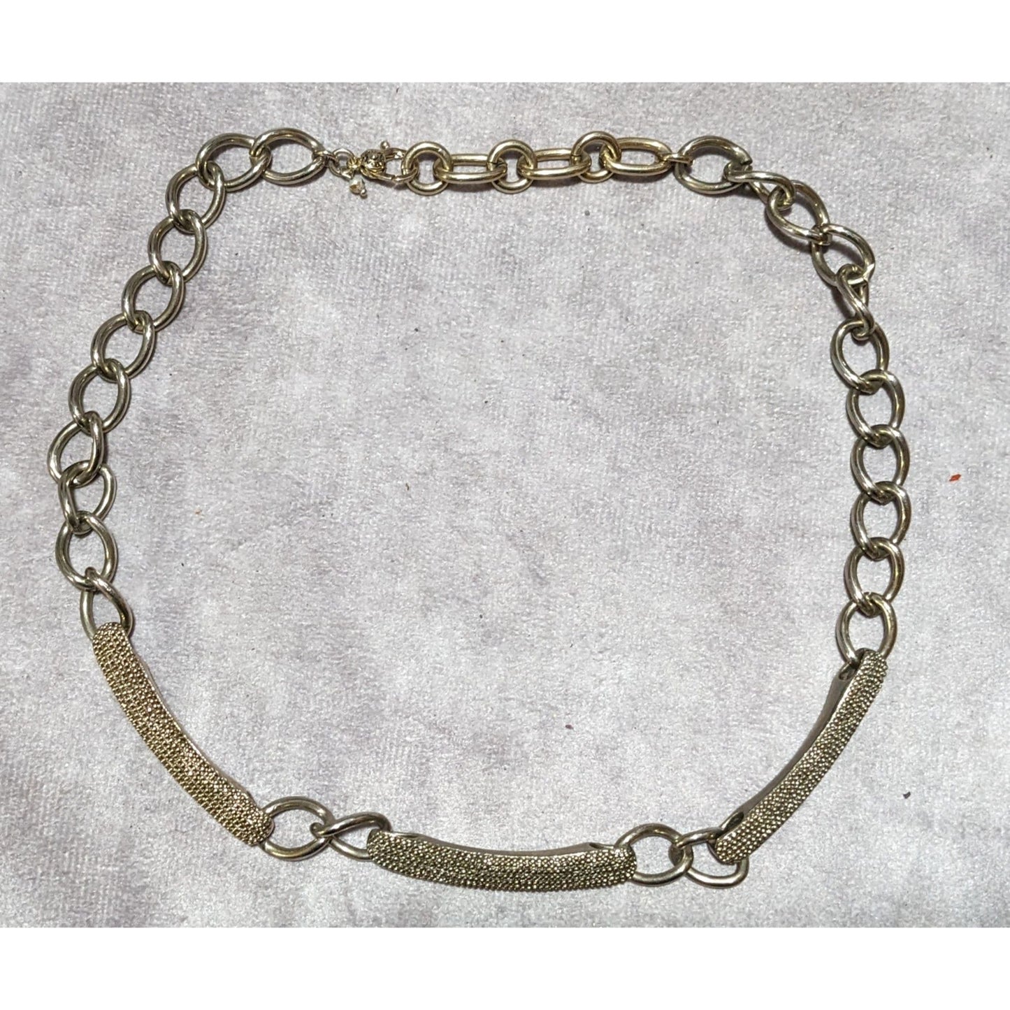 Vintage Monet Textured Bar Link Accent Necklace