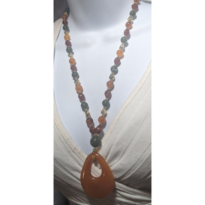 Autumn Beaded Pendant Necklace