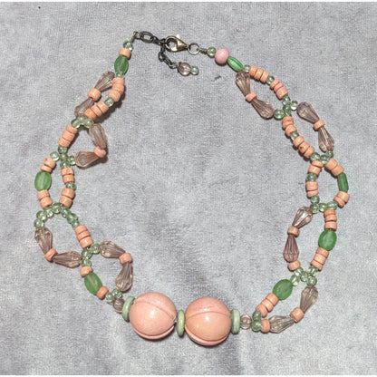 Vintage Pink Beaded Necklace