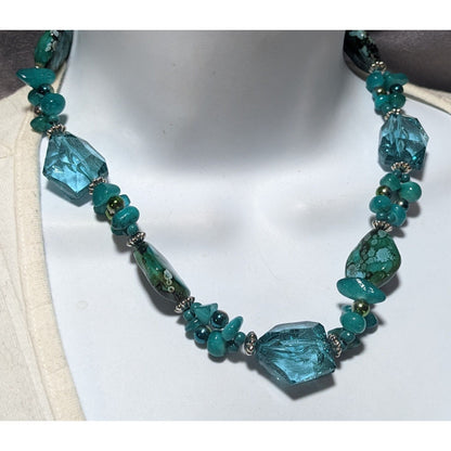 Chunky Turquoise Abstract Beaded Necklace