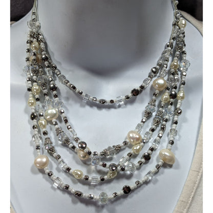 Premier Designs Elegant Pearl And Glass Beaded Multilayer Necklace