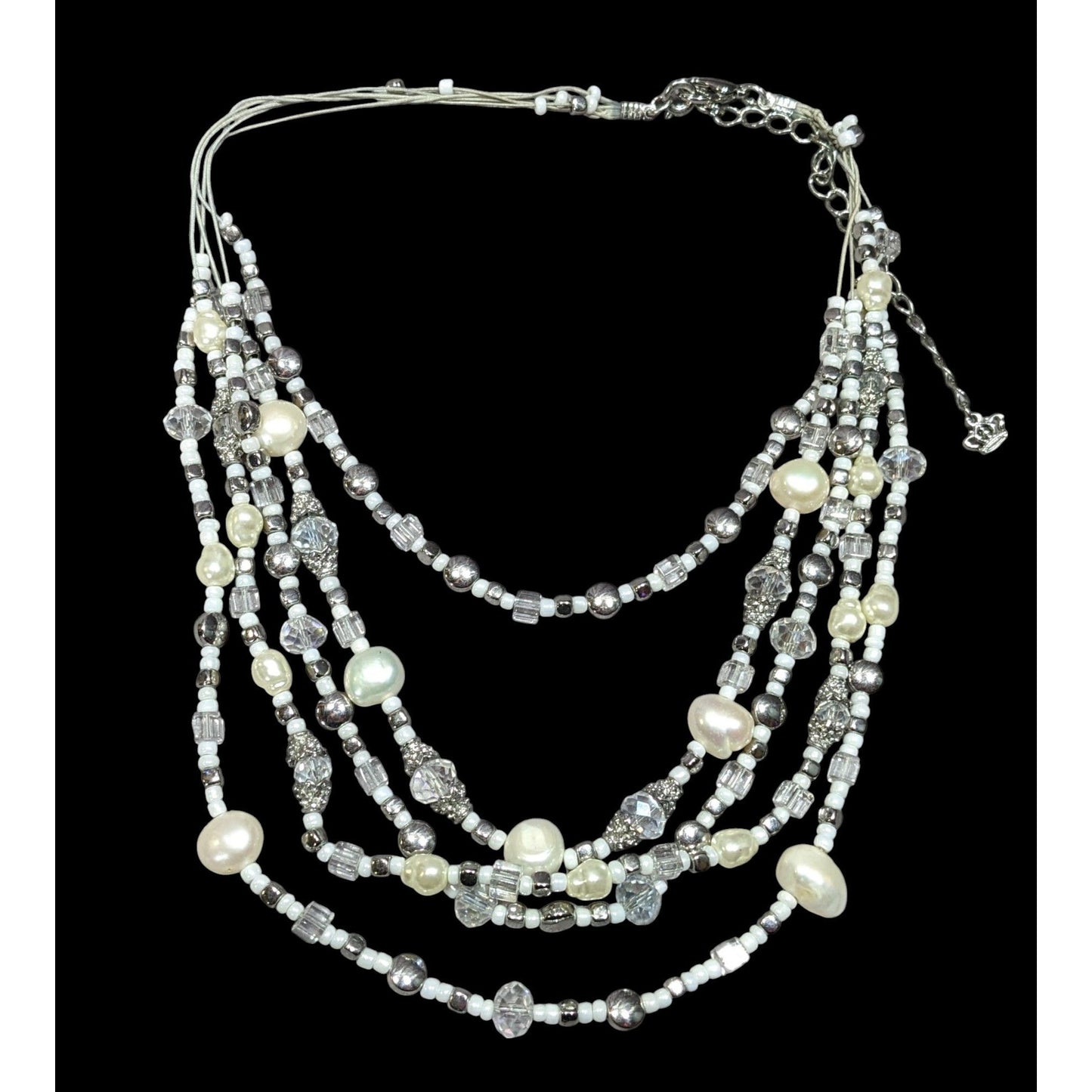 Premier Designs Elegant Pearl And Glass Beaded Multilayer Necklace