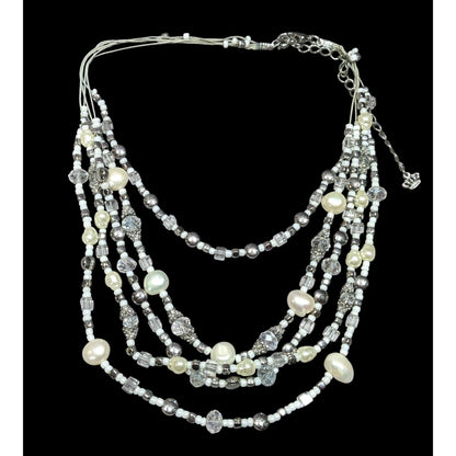 Premier Designs Elegant Pearl And Glass Beaded Multilayer Necklace