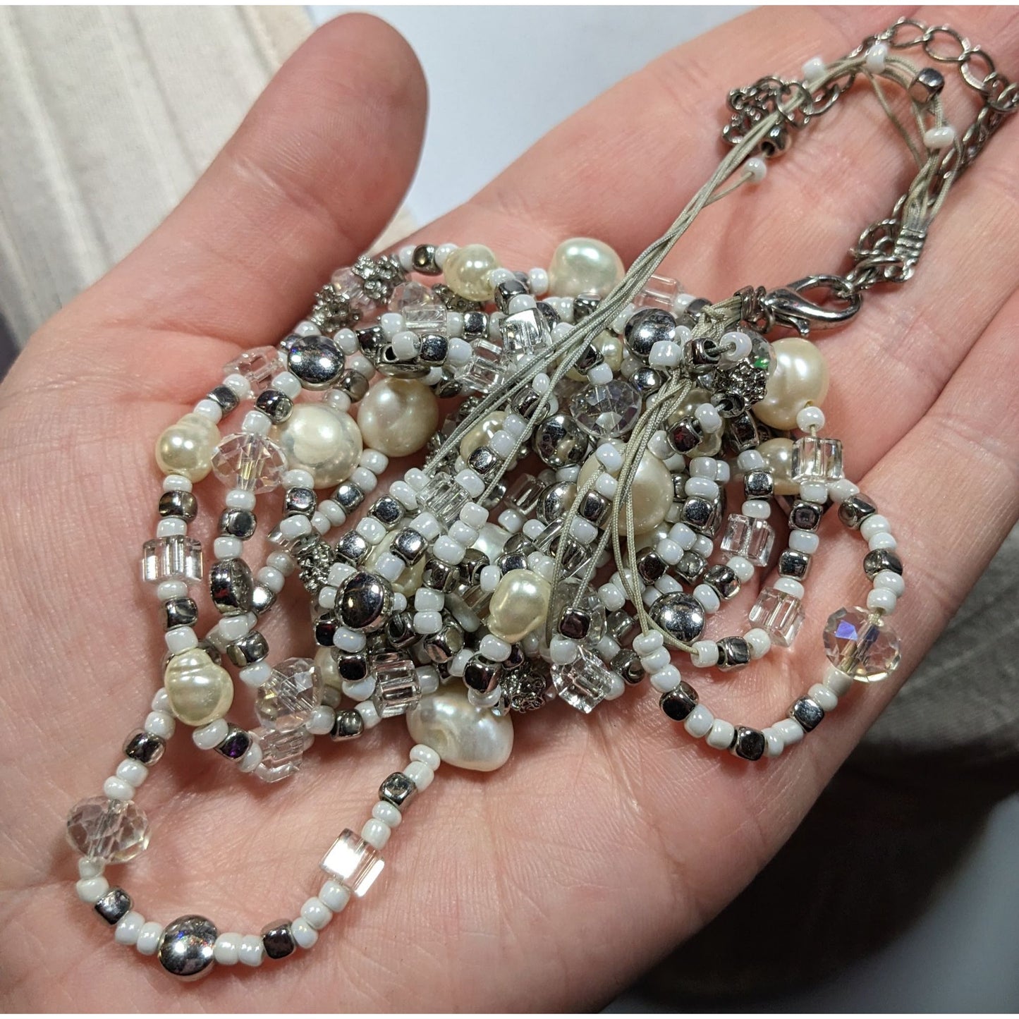 Premier Designs Elegant Pearl And Glass Beaded Multilayer Necklace