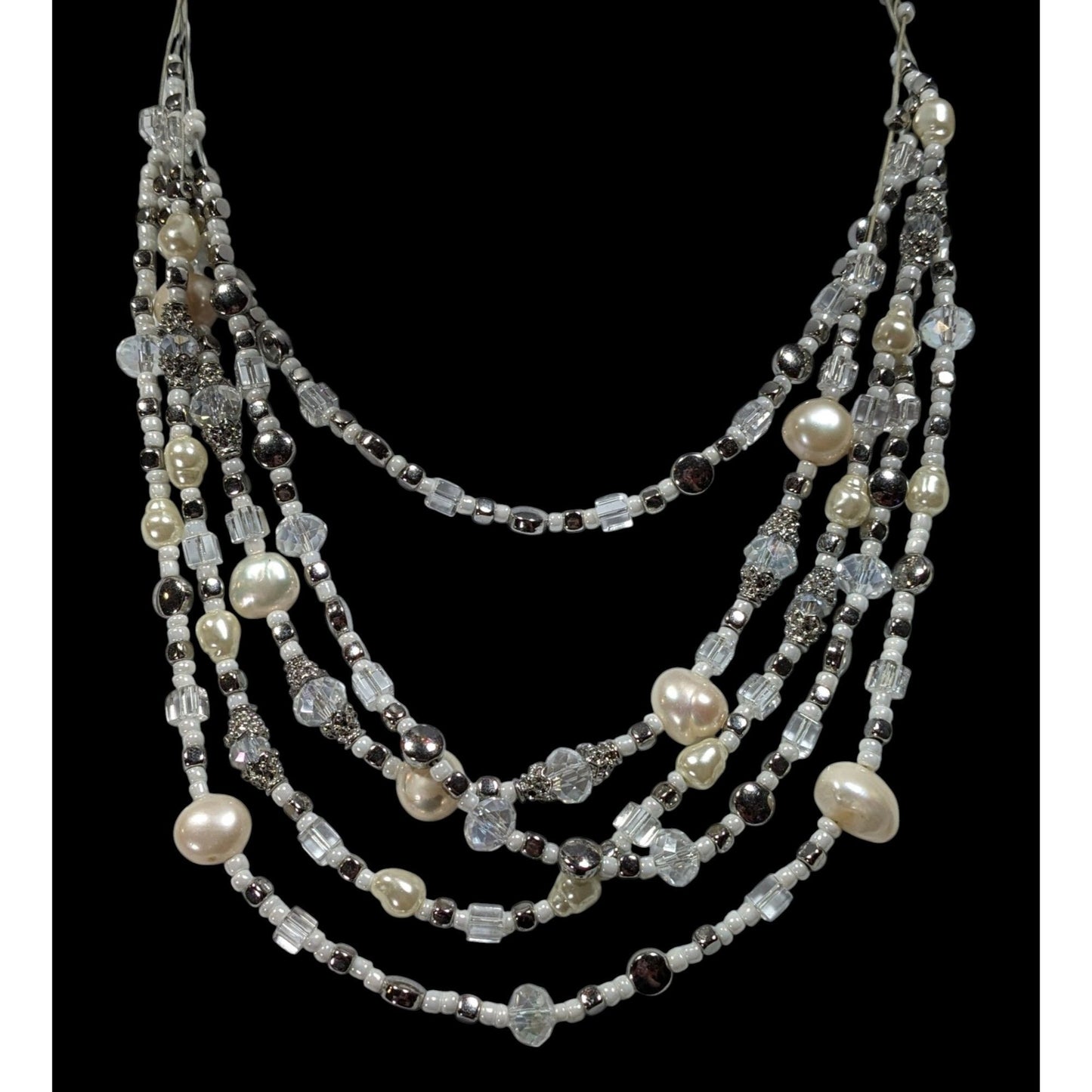 Premier Designs Elegant Pearl And Glass Beaded Multilayer Necklace