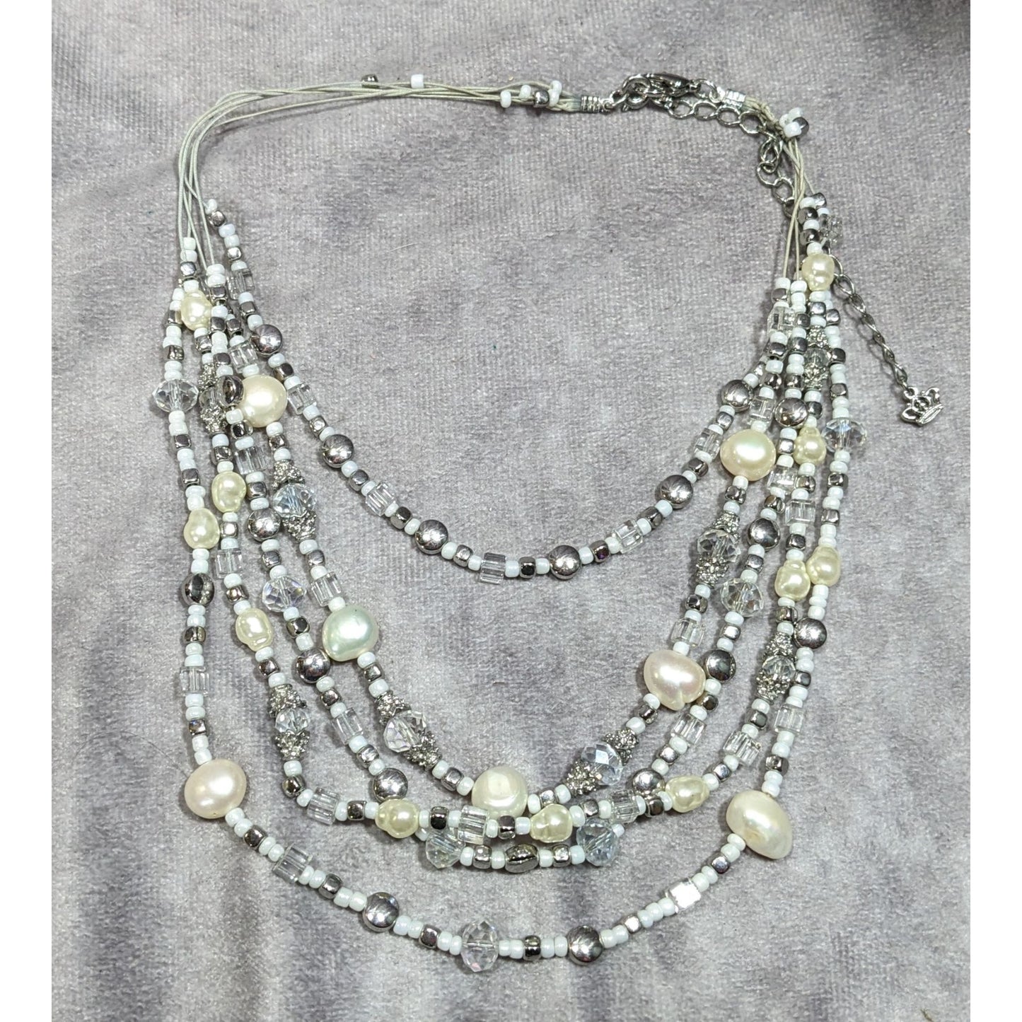 Premier Designs Elegant Pearl And Glass Beaded Multilayer Necklace