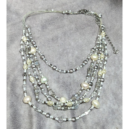 Premier Designs Elegant Pearl And Glass Beaded Multilayer Necklace