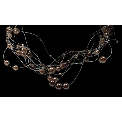 Vintage Roman Floating Faux Pearl Multistrand Necklace With Adjustable Clasp In Brown & Champagne Tones