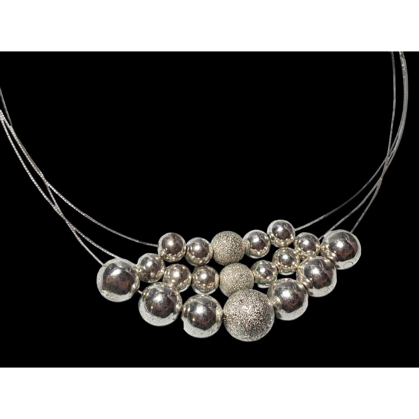 Elegant Multilayer Silver Beaded Necklace