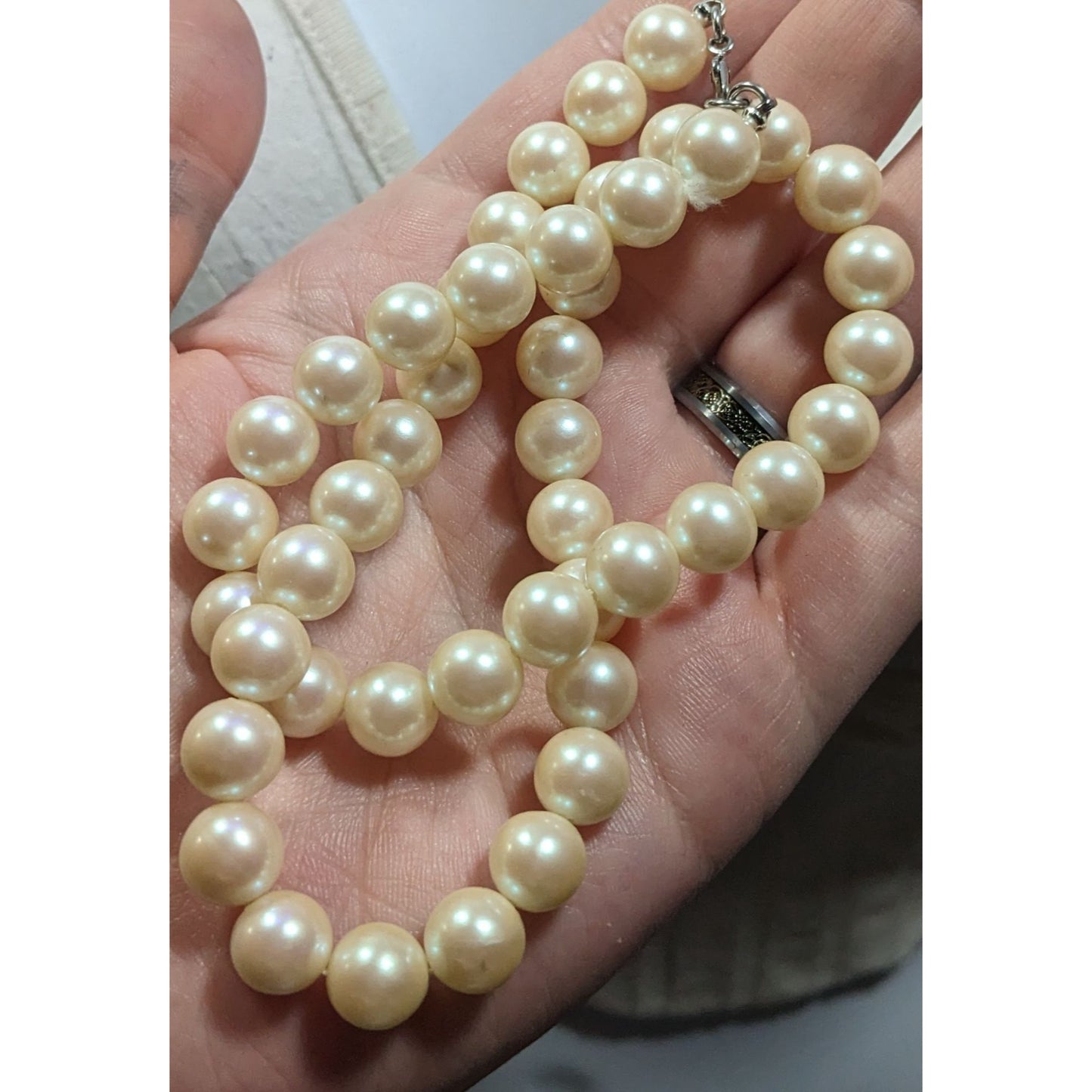 Vintage Monet Faux Pearl Cream Beaded Necklace